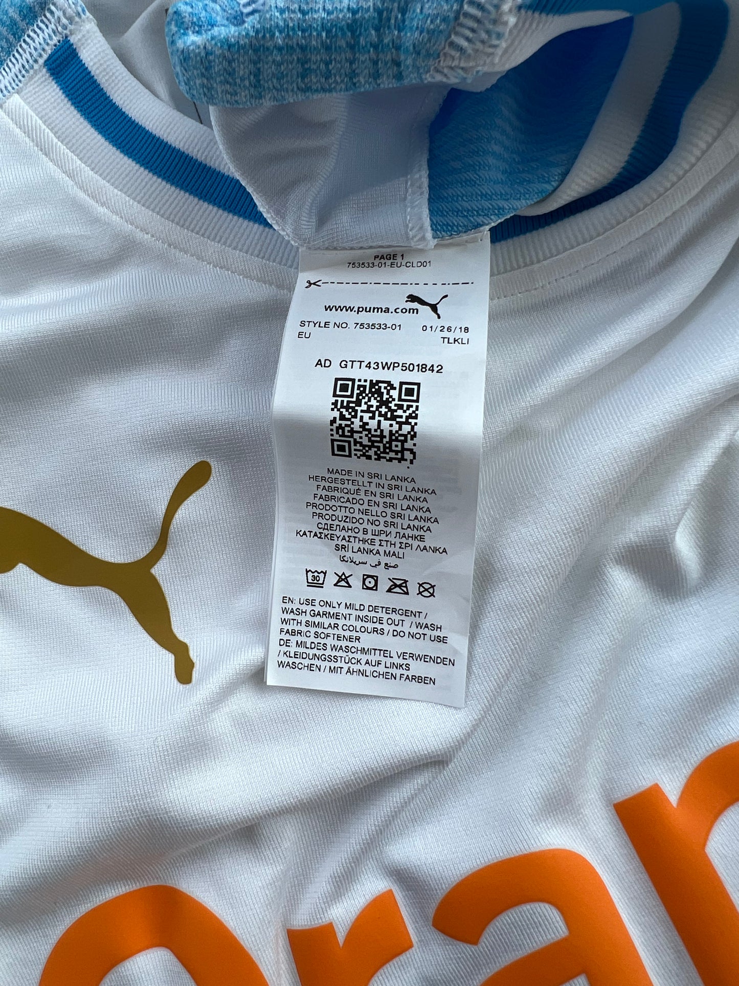 Olympique de Marseille Mario Balotelli #9 Puma 18/19 taille S